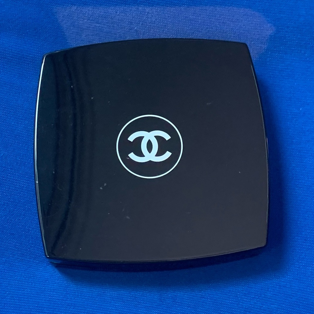 Chanel Black Compact with Silver CC Logo